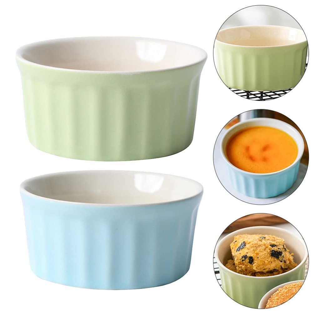 Hemoton Ceramic Baking Tool 2pcs Souffle Baking Bowl Baking Cup Baking Tool Ceramic Dessert Bowl Ceramic Baking Bowl Storage Bowl Pudding Cup Caramel Ceramics Ceramic Baking Cup