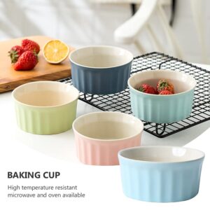 Hemoton Ceramic Baking Tool 2pcs Souffle Baking Bowl Baking Cup Baking Tool Ceramic Dessert Bowl Ceramic Baking Bowl Storage Bowl Pudding Cup Caramel Ceramics Ceramic Baking Cup