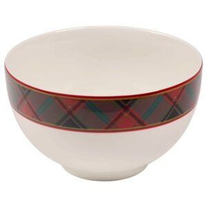 spode christmas tree tartan rice bowl | soup bowls for the holidays | christmas kitchen bowls for rice, dessert, & stews | noodle bowls/rice bowls | ceramic cereal bowl - 6"