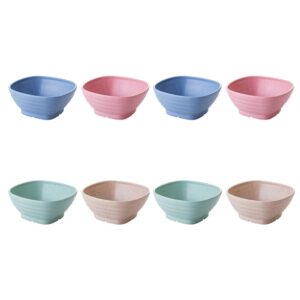 cabilock 8pcs square wheat straw bowls unbreakable bowls cereal bowls rice bowls deal for breakfast, oatmeal, soup, noodle, snack