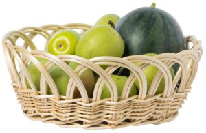 vintiquewise 16 inch decorative round fruit bowl bread basket serving tray, large