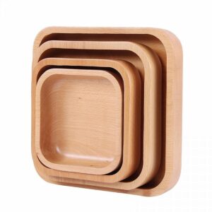 Sizikato Wooden Square Nut Bowl, 7-Inch Snack Bowl for Living Room