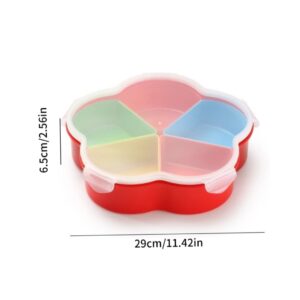 Snack Serving Tray Plastic 5 Compartment Appetizer Platter Sealed Food Server Dishes with Lid Style1