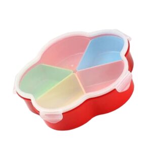 Snack Serving Tray Plastic 5 Compartment Appetizer Platter Sealed Food Server Dishes with Lid Style1