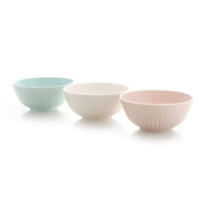 ZEN Pleats Porcelain Soup Bowls 18oz Set of 6 (Mixed Color)