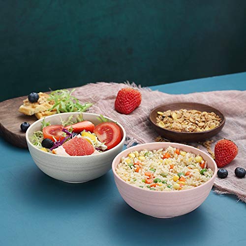 WSRYFDC Unbreakable Cereal Bowls - 24 Oz Natural Wheat Straw Bowls For Kitchen, Microwave & Dishwasher Use – Biodegradable bowl, Eco-friendly Tableware Noodle, Rice, Soup Bowls Set of 4