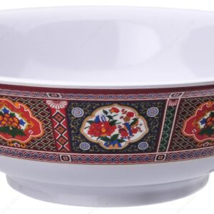 Melamine Oriental Pho Noodle Soup Bowl, 52 Ounce, Peacock Design, Set of 6