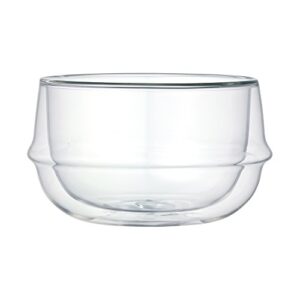 kinto 23110 kronos double wall soup bowl, 11.2 fl oz (330 ml), heat resistant glass, microwave and dishwasher safe, gift, present