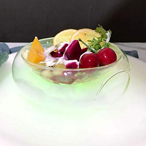 PATKAW Insulated Bowl Cold Dip Bowl 20.5X20.5CM Glass Bowls Iced Up Salad Bowl Chilled Serving Dish with Ice Chamber Iced Dip- On- Ice Serving Bowl Dry Ice Salad Bowl for Hotel, Party Glass Bowls