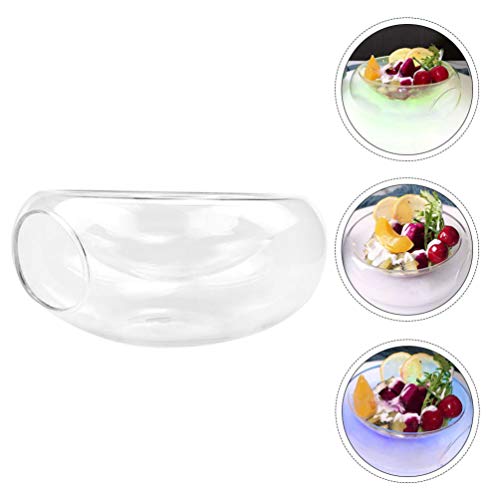 PATKAW Insulated Bowl Cold Dip Bowl 20.5X20.5CM Glass Bowls Iced Up Salad Bowl Chilled Serving Dish with Ice Chamber Iced Dip- On- Ice Serving Bowl Dry Ice Salad Bowl for Hotel, Party Glass Bowls