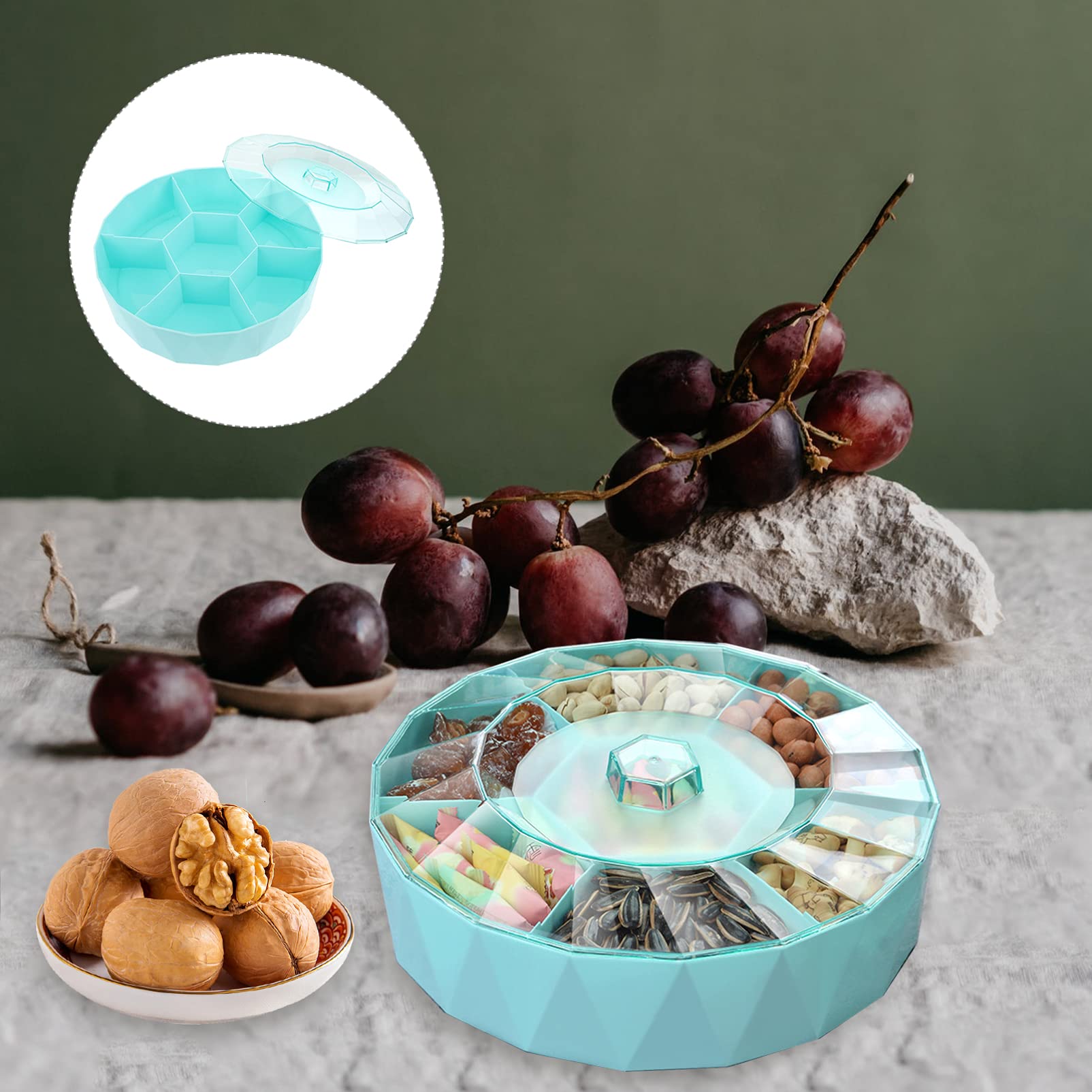 Hemoton Snack Trays Snack Serving Tray Dried Fruit Box Divided Candy Box Veggie Tray Serving Dish Snack Storage Container Bowl with Lid Party Platter Jewelry Plate for Nuts Snacks Vegetable Tray