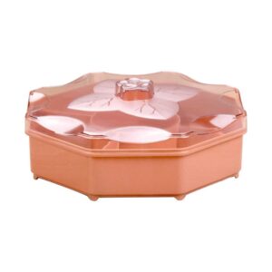 cabilock creative flower type candy box plastic snack storage tray double-layer snacks partition manager container dried fruit plate for home wedding christmas party (rose red)