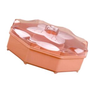 Cabilock Creative Flower Type Candy Box Plastic Snack Storage Tray Double-Layer Snacks Partition Manager Container Dried Fruit Plate for Home Wedding Christmas Party (Rose Red)