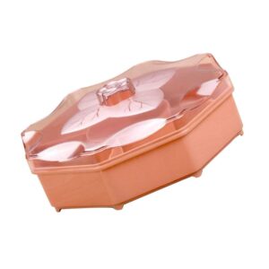 Cabilock Creative Flower Type Candy Box Plastic Snack Storage Tray Double-Layer Snacks Partition Manager Container Dried Fruit Plate for Home Wedding Christmas Party (Rose Red)