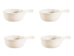 onion soup crock with handle ~ stoneware - set of (4) (ivory)