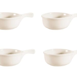 Onion Soup Crock with Handle ~ Stoneware - Set of (4) (Ivory)