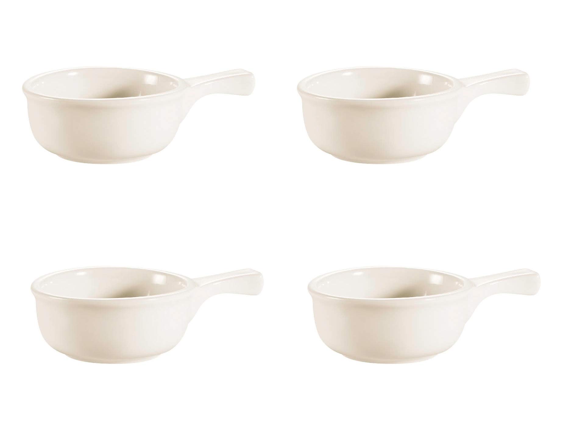 Onion Soup Crock with Handle ~ Stoneware - Set of (4) (Ivory)