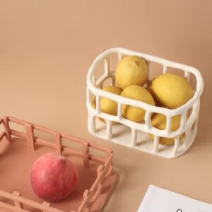 AVEEWA Nordic Resin Hollow Fruit Basket Living Room Coffee Table Creative Home Decoration Hotel and homestay Storage Decoration-C