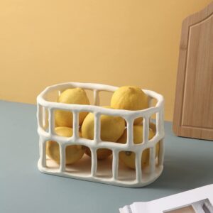 AVEEWA Nordic Resin Hollow Fruit Basket Living Room Coffee Table Creative Home Decoration Hotel and homestay Storage Decoration-C