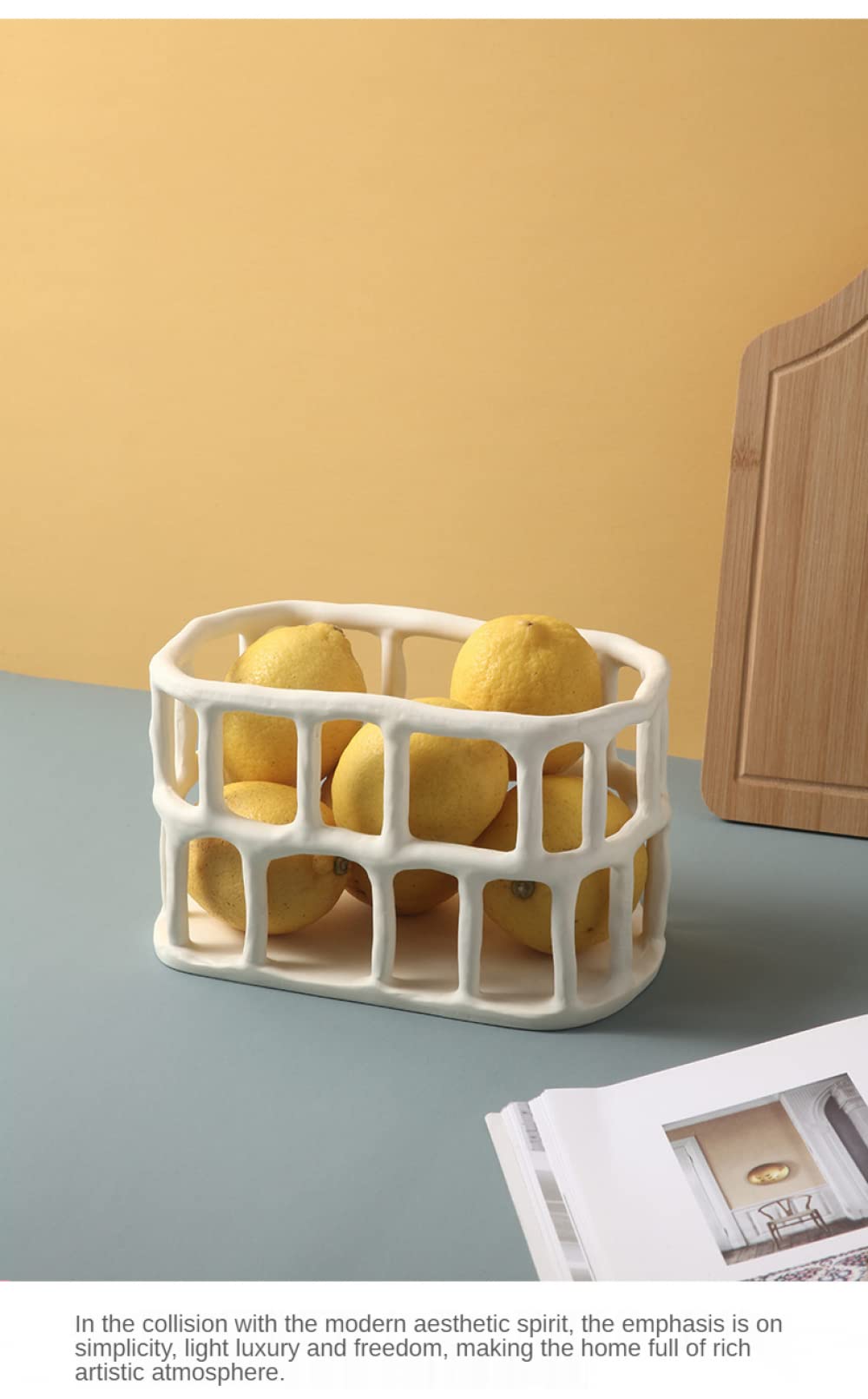 AVEEWA Nordic Resin Hollow Fruit Basket Living Room Coffee Table Creative Home Decoration Hotel and homestay Storage Decoration-C