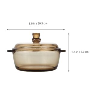 DOITOOL Glass Casserole with Lid Round Clear Baking Dish Heat Resistant Easy Grab Cooking Bowls Soup Serving Bowl Food Storage Containers for Noodle Soup Salad Light Brown