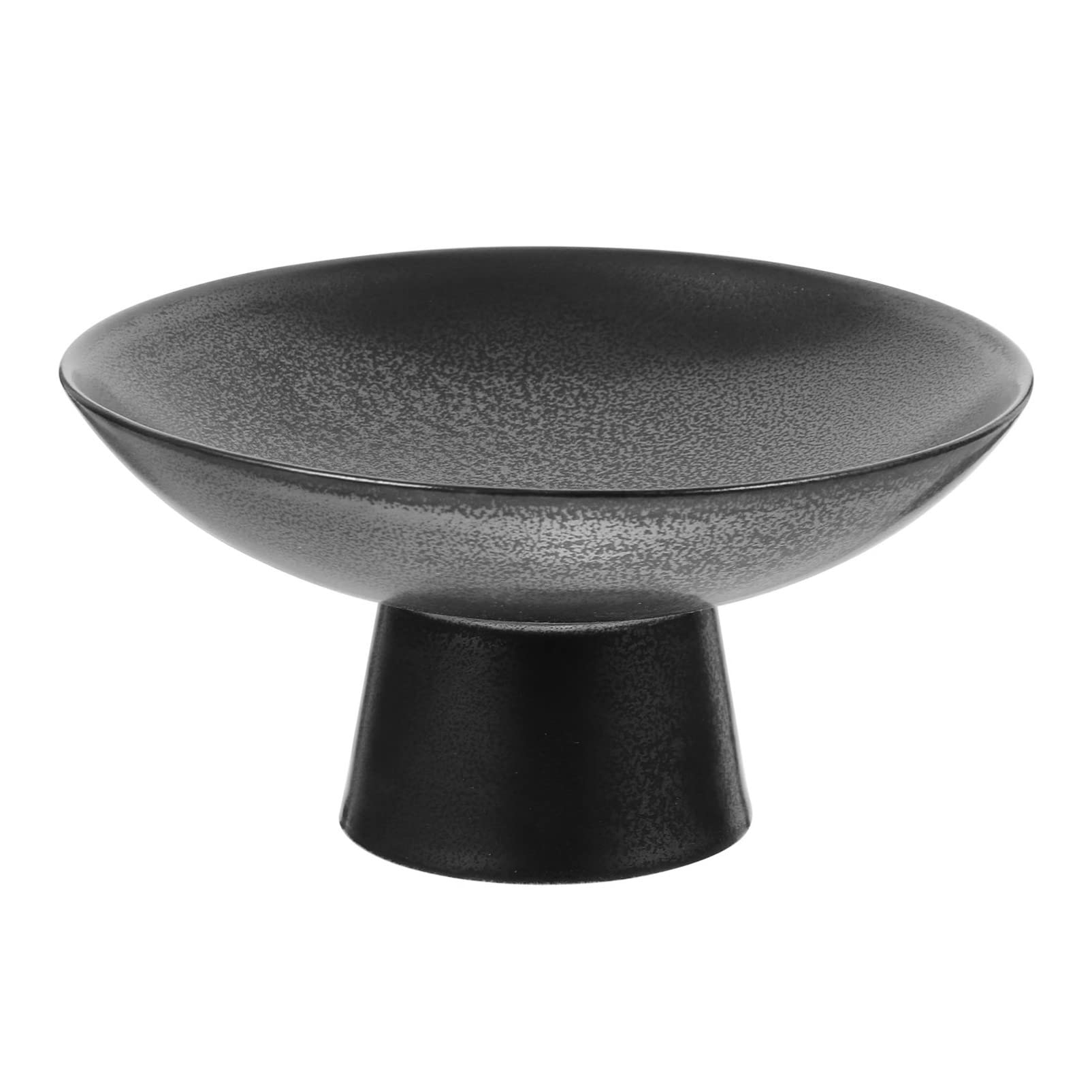 Mini Ceramic Fruit Bowl Cake Holder: Black Decorative Bowl for Jewelry or Kitchen Counter or Centerpiece Table Decor (12cm)