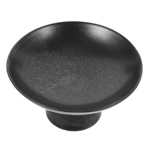 Mini Ceramic Fruit Bowl Cake Holder: Black Decorative Bowl for Jewelry or Kitchen Counter or Centerpiece Table Decor (12cm)