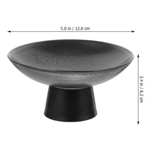 Mini Ceramic Fruit Bowl Cake Holder: Black Decorative Bowl for Jewelry or Kitchen Counter or Centerpiece Table Decor (12cm)