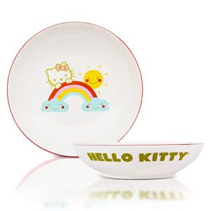 sanrio hello kitty rainbow 9-inch ceramic coupe dinner bowl