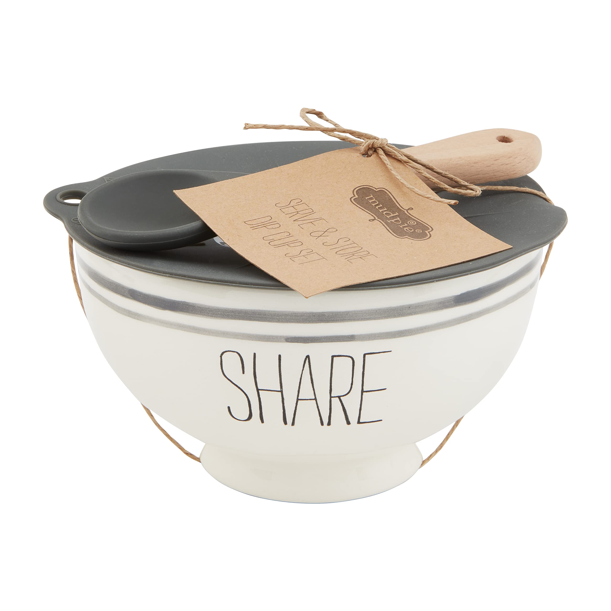 Mud Pie Bistro Bowl and Silicone Lid Set, Share, 5" dia