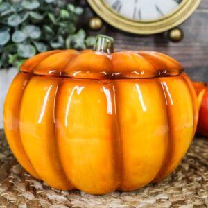 Ebros 6" Diameter Home And Kitchen Gourmet Vegetable Pumpkin Soup Or Dessert Bowl With Lid Ceramic Decor Dinnerware For Halloween Pumpkins Party Accent (1)