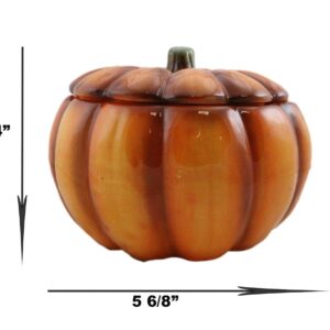 Ebros 6" Diameter Home And Kitchen Gourmet Vegetable Pumpkin Soup Or Dessert Bowl With Lid Ceramic Decor Dinnerware For Halloween Pumpkins Party Accent (1)