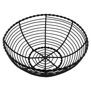 g.e.t. enterprises wb-701 8" round black wire basket, 3" deep, iron powder coated