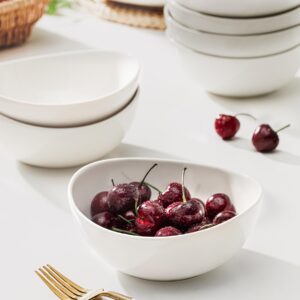 Sweese Pasta Bowls 22 Ounce Salad White Serving Bowls Set of 6 + 6 Inch/18 oz Porcelain Bowls Set of 6 White