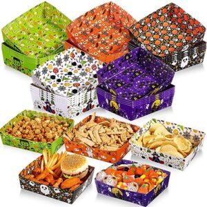 25 pcs halloween paper serving bowls ghost pumpkin snack candy holder tray disposable halloween popcorn bowls nacho trays double sided food container halloween decoration trick or treat party supplies