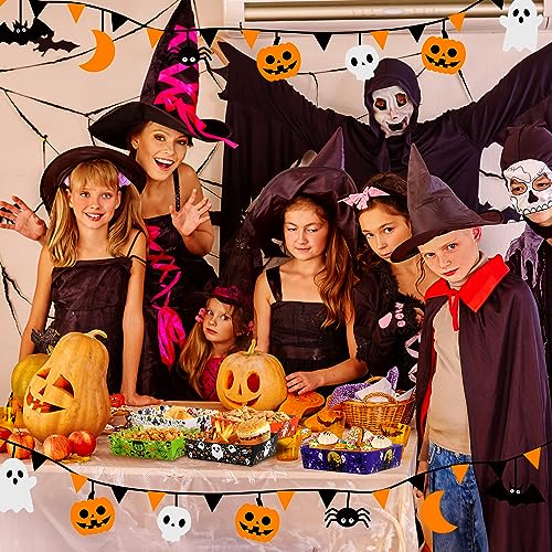 25 Pcs Halloween Paper Serving Bowls Ghost Pumpkin Snack Candy Holder Tray Disposable Halloween Popcorn Bowls Nacho Trays Double Sided Food Container Halloween Decoration Trick or Treat Party Supplies