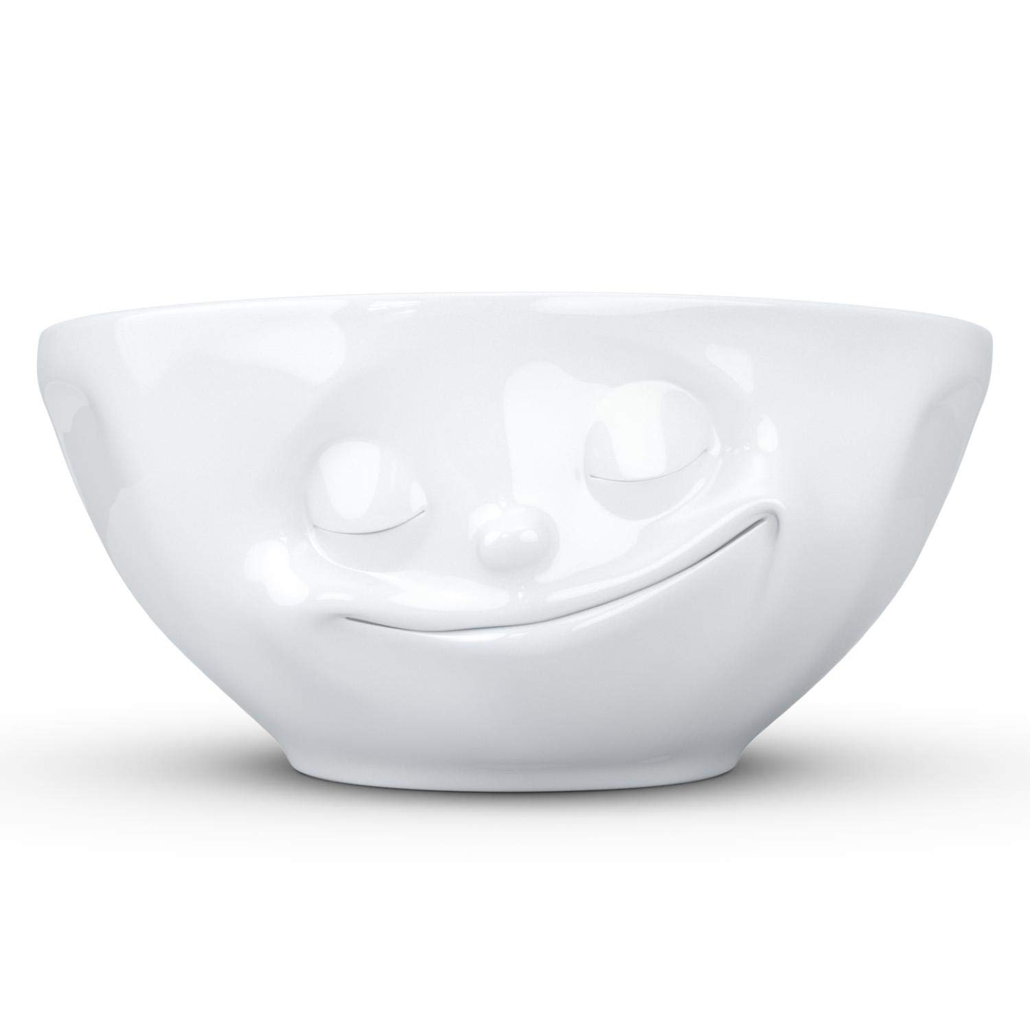 FIFTYEIGHT PRODUCTS TASSEN Porcelain Bowl, Happy Face Edition, 11 oz. White (Single Bowl) Medium Bowl for Soup Cereal