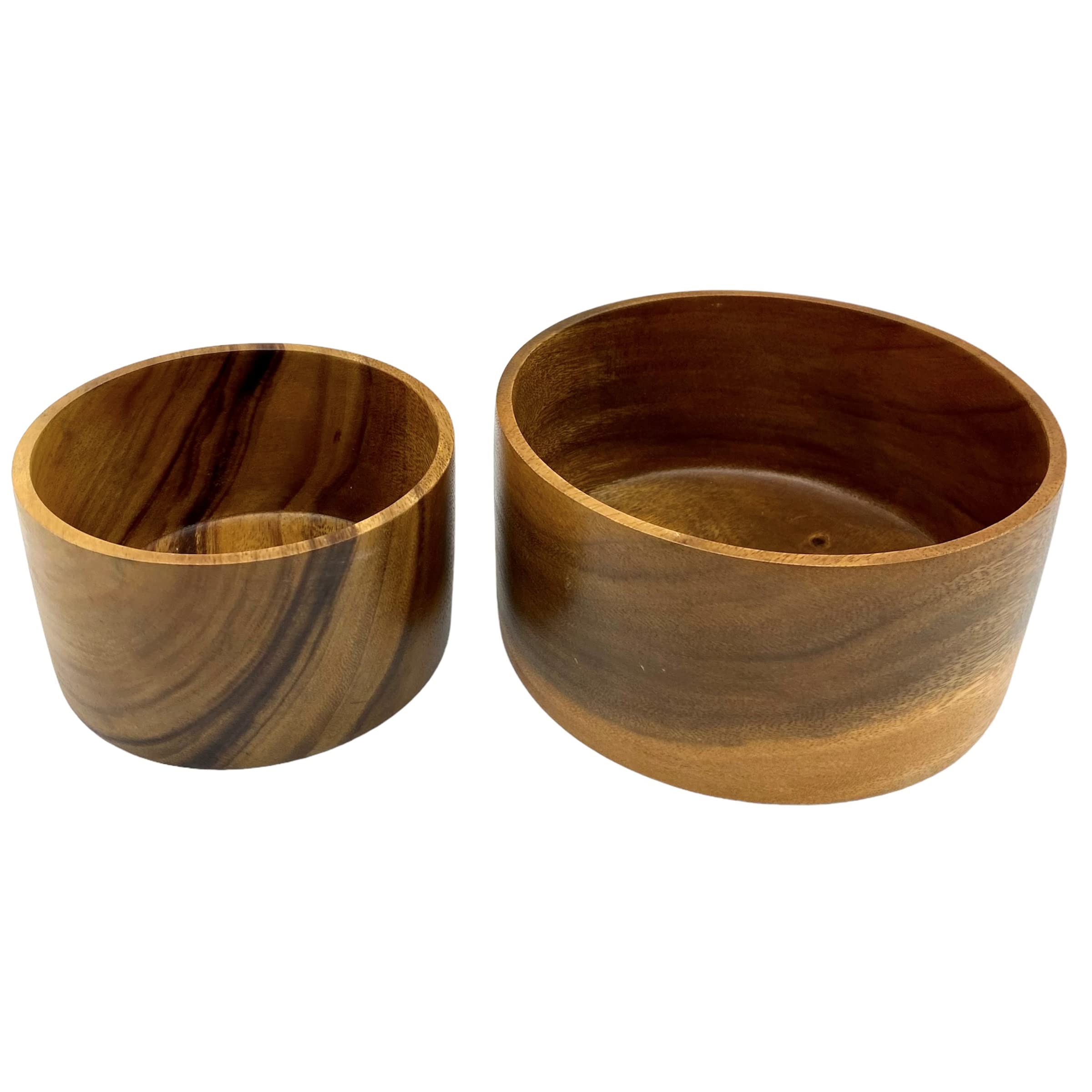 WRIGHTMART Round Wood Serving Bowl Set of 2, For Food, Condiment Storage, Salad, Snack, Nuts, Bread, Pastries, Hand Turned Dinnerware, Elegant Display, Decorative Fruit Bowl for the Kitchen