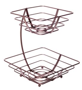 francois et mimi extra-large two-tier countertop double fruit and vegetables basket, fruit bowl stand (bronze)