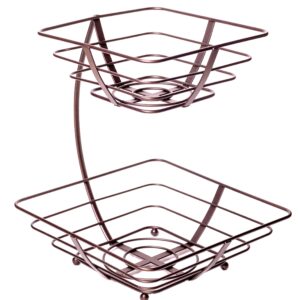 Francois et Mimi Extra-Large Two-Tier Countertop Double Fruit and Vegetables Basket, Fruit Bowl Stand (Bronze)