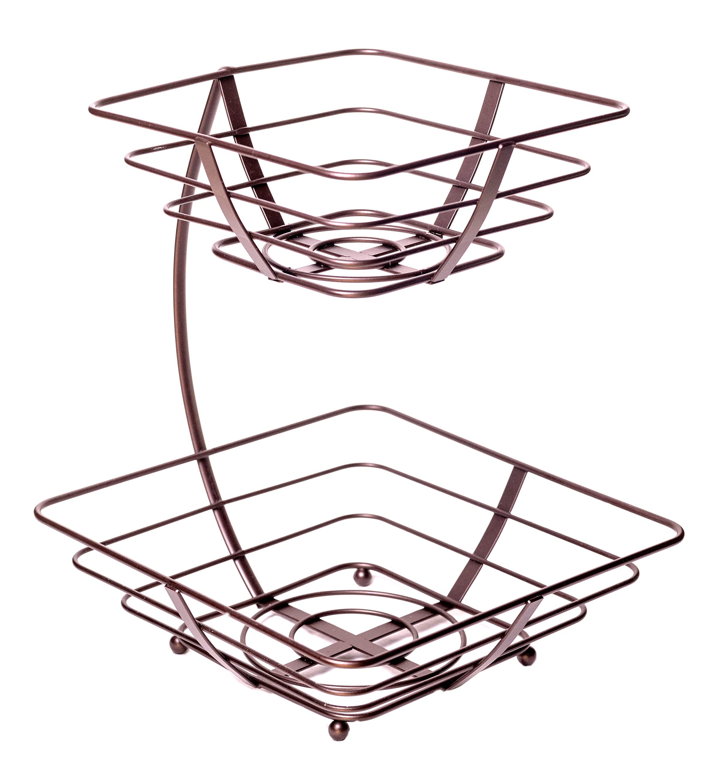 Francois et Mimi Extra-Large Two-Tier Countertop Double Fruit and Vegetables Basket, Fruit Bowl Stand (Bronze)