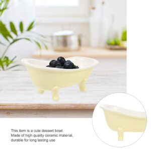 Cabilock Ceramic Soap Dish Bathtub Shape Dessert Bowl Ceramic Cocktail Cups Food Serving Bowl Container Wine Ice Cream Cups Cups Appetizer Bowls for Home Restaurant 200ml (Yellow) Marble Fruit Bowl