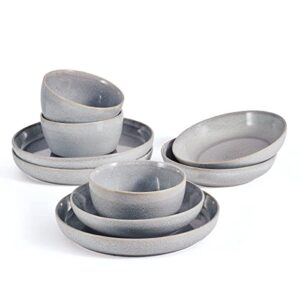 Mikasa Huxley 9 Piece Dinnerware Bowl Set, Service for 3, Grey