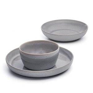 Mikasa Huxley 9 Piece Dinnerware Bowl Set, Service for 3, Grey