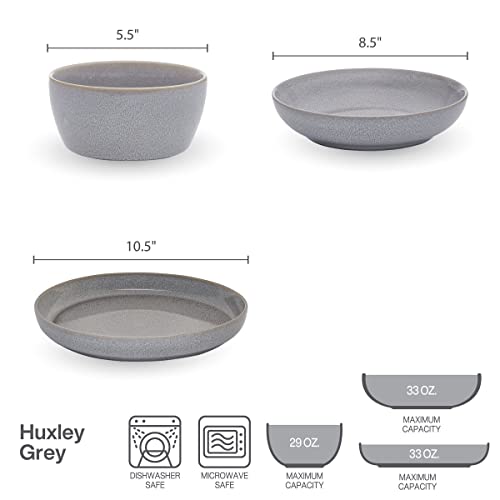 Mikasa Huxley 9 Piece Dinnerware Bowl Set, Service for 3, Grey