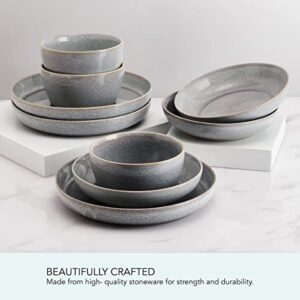 Mikasa Huxley 9 Piece Dinnerware Bowl Set, Service for 3, Grey