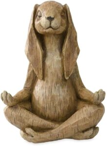 trjgtas garden yoga rabbit meditating rabbit statue,bunny meditation sculpture decoration with look of carved outdoor animal yard porch art