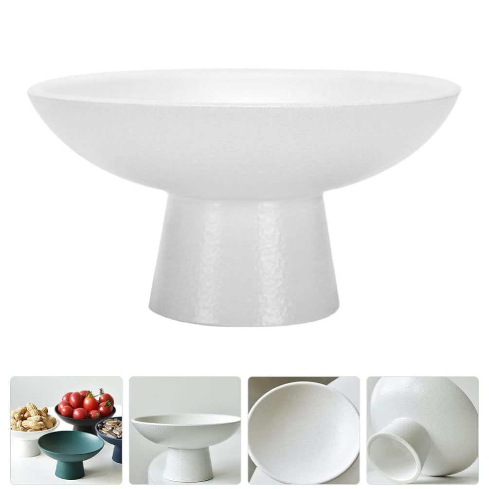 Cabilock Ceramic Footed Bowl Round Decorative Fruit Dish Holder Display Stand for Kitchen Counter Centerpiece Tray