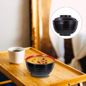 Hemoton Unbreakable Ramen Bowl Soup Bowl with Cover,Japanese Style Melamine Ramen Bowls Large Noodle Bowl for Salad Miso Udon Soup Noodles Rice or Asian Food