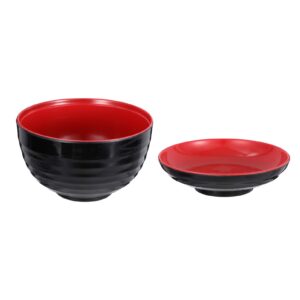 Hemoton Unbreakable Ramen Bowl Soup Bowl with Cover,Japanese Style Melamine Ramen Bowls Large Noodle Bowl for Salad Miso Udon Soup Noodles Rice or Asian Food